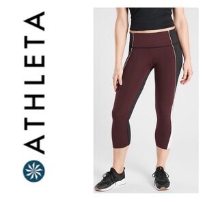 ATHLETA VELOCITY STASH POCKET COLORBLOCK CAPRI SMALL TALL